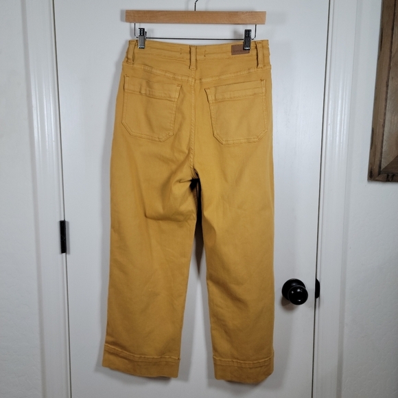 Judy Blue Marigold Wide Leg Cropped Pants 7/27 High Rise Garment Dyed Yellow - Picture 6 of 8